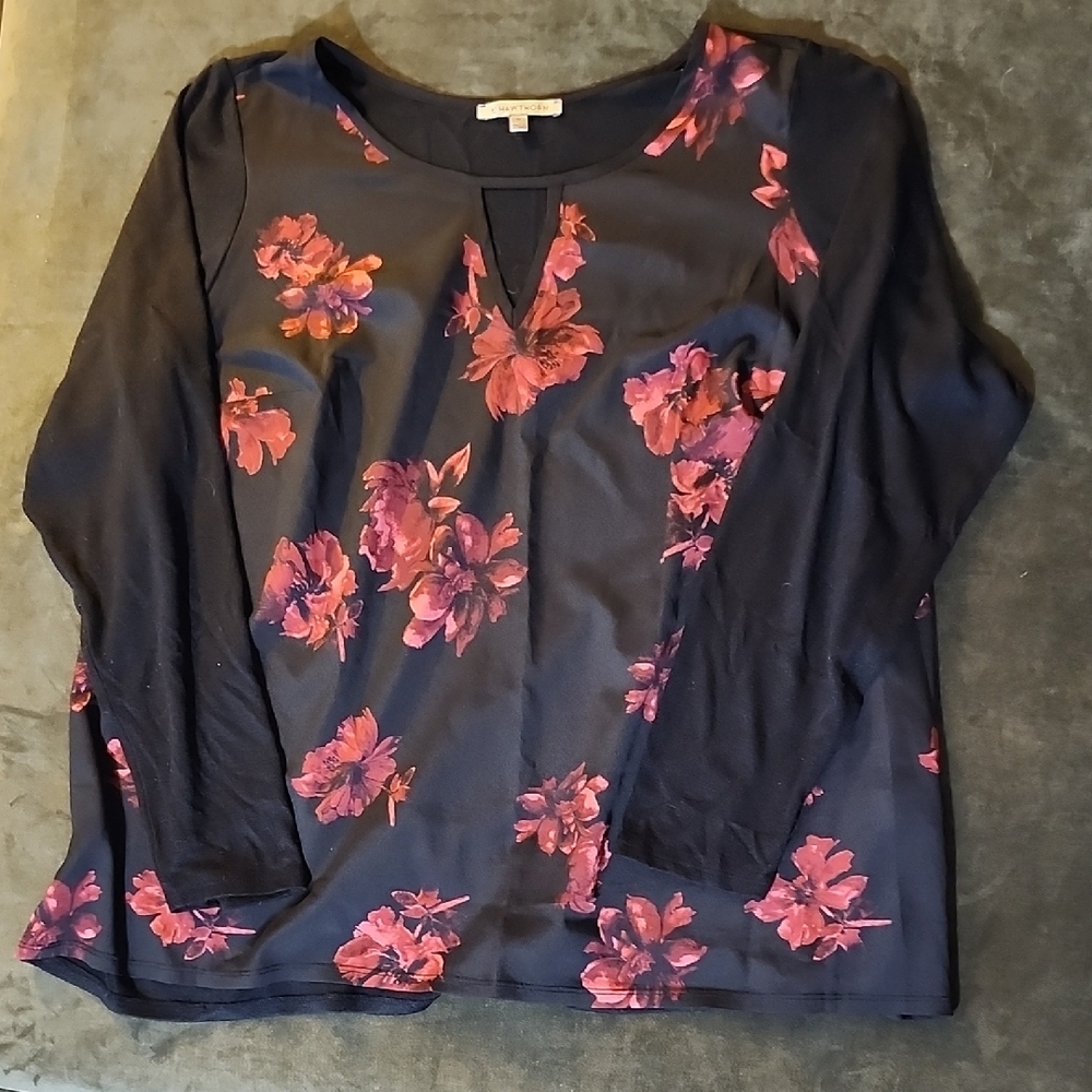 Floral Black and Pink Women's Top